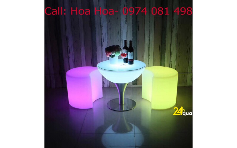 Bàn ghế nhựa cafe phát sáng, bàn ghế đèn led