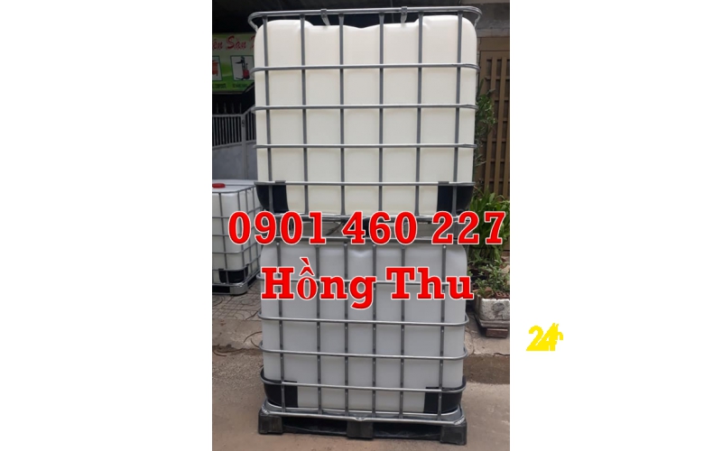 Vỏ thùng nhựa 1000l đựng hóa chất, tank nhựa vuông 1000 lít giá rẻ, bồn nhựa vuông 1000 lít có khung sắt 