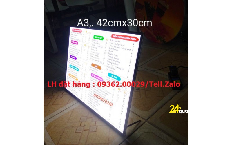 Biển menu có đèn led để bàn –Gia công hộp đèn siêu mỏng giá rẻ
