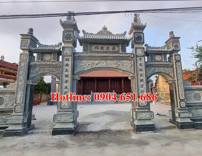 Xây mẫu cổng đá đẹp nhà thờ họ nhà từ đường tại Thái Nguyên, Bắc Kạn