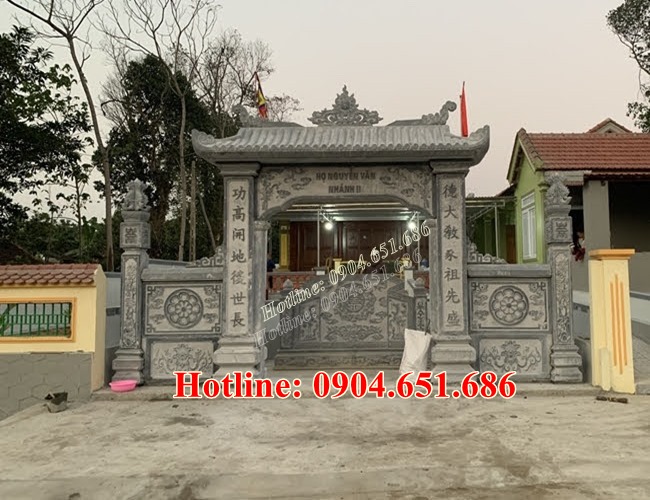 Xây mẫu cổng đá đẹp nhà thờ họ nhà từ đường tại Thái Nguyên, Bắc Kạn
