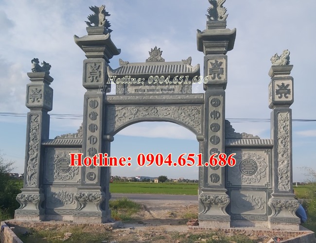 Xây mẫu cổng đá đẹp nhà thờ họ nhà từ đường tại Thái Nguyên, Bắc Kạn