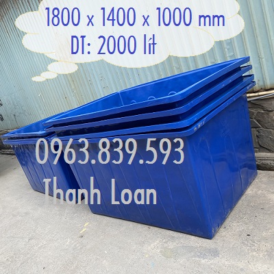 Thùng chữ nhật 2000lit nuôi cá, thùng nhựa đựng nước bền / 0963.839.593 Loan