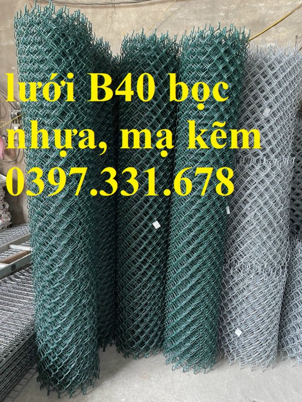 Lưới thép bọc nhựa, lưới B40 bọc nhựa, lưới B40 mạ kẽm