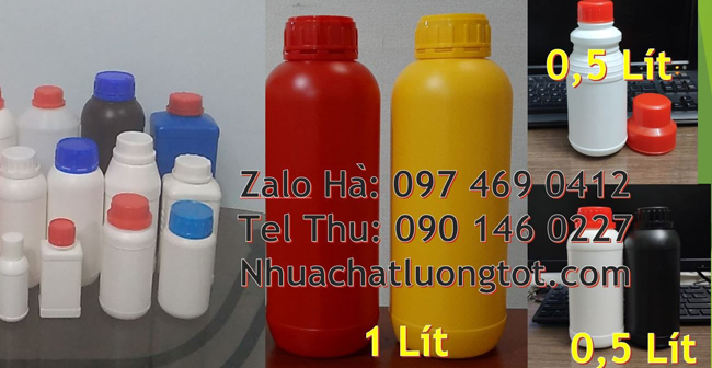 Chai 1l miệng nhỏ, Chai 0.5l tròn đựng trà sữa, Kích thước chai nhựa 1 lít,Chai nhựa, chai đựng hóa 