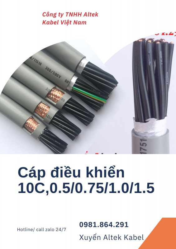 Dây cáp điều khiển 10x1.5mm2 lõi đồng mềm Altek Kabel