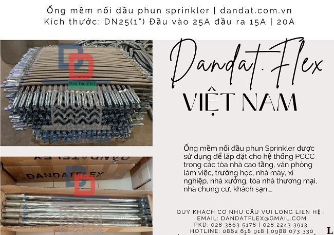 Khớp nối mềm PCCC, ống nối mềm chữa cháy, ống mềm nối đầu phun cứu hỏa