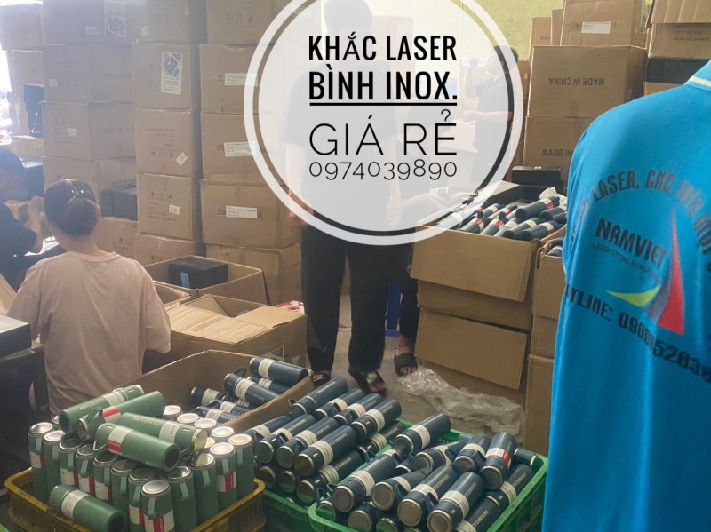 LASER NAM VIỆT chuyên nhận khắc LOGO bình inox 
