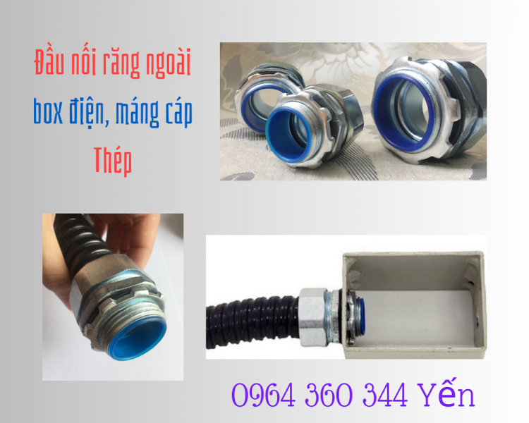 Đầu nối răng ngoài phi 16 ống ruột gà lõi thép giá tốt