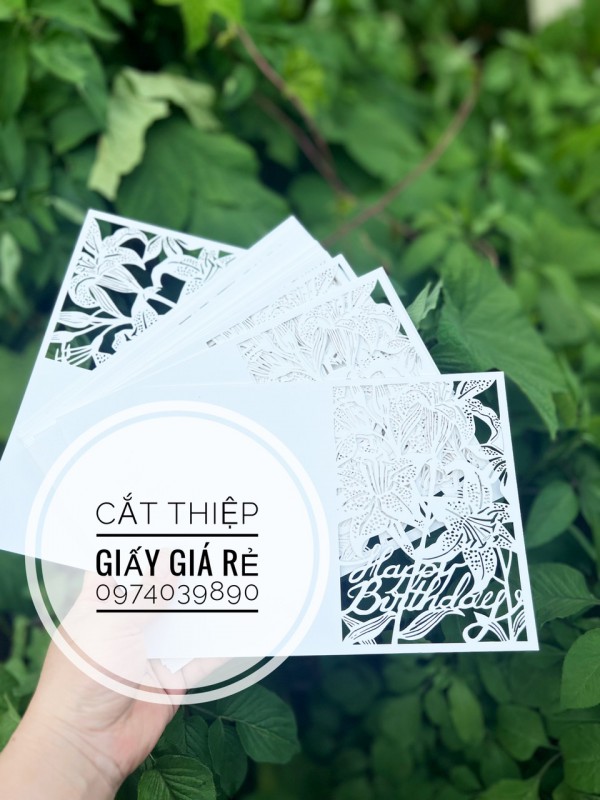 Thiêp cưới cắt laser sang trọng, cắt laser giấy làm thiệp 