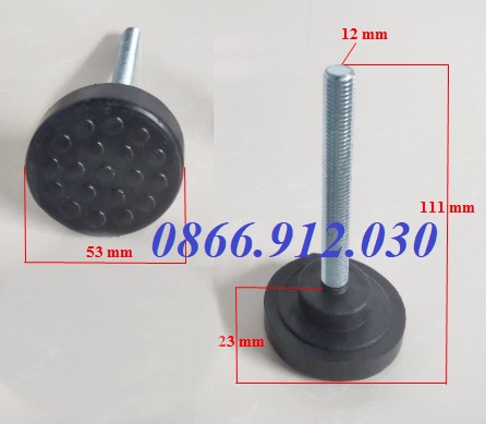 Chân tăng chỉnh đế nhựa đen bulong M6, M8, M10 và M12 