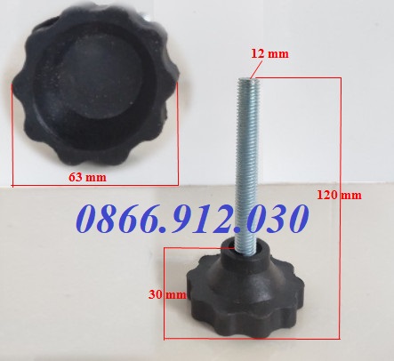 Chân tăng chỉnh đế nhựa đen bulong M6, M8, M10 và M12 