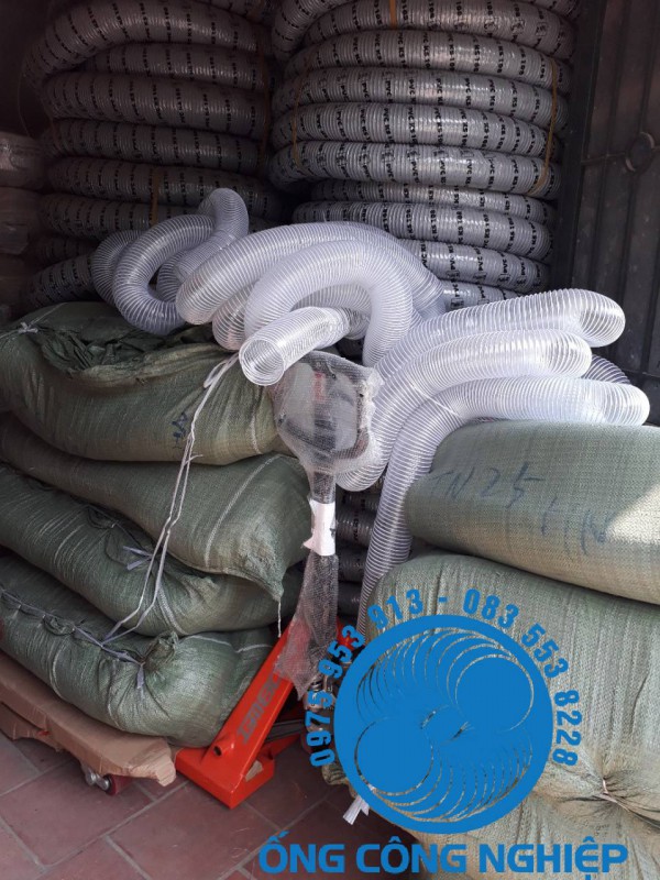 Ống hút buị co giãn đàn hôì D110, Ống thông gió lõi thép trắng trong phi 110mm