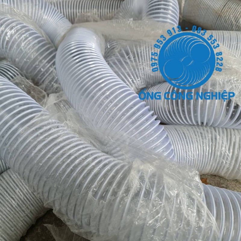 Ống hút buị co giãn đàn hôì D110, Ống thông gió lõi thép trắng trong phi 110mm