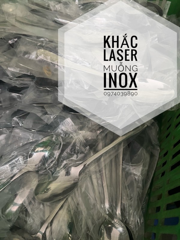 Khắc Laser Muỗng inox, xưỡng nhận gia công khắc laser  logo