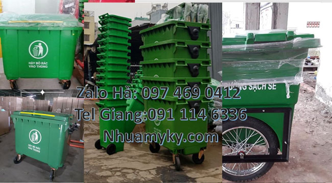 xe gom rác thải 1000l, Xe chở rác công nghiệp,Xe gom rác 660l 4 bánh ...