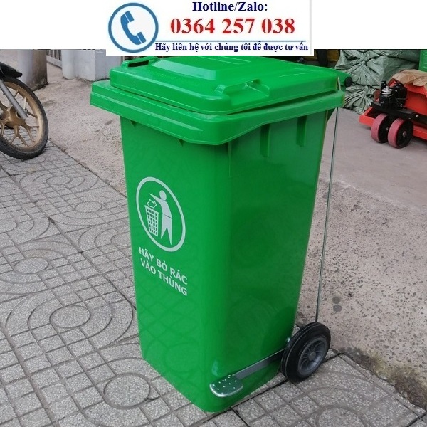 Thùng rác công cộng, thùng rác 120l có bánh xe, nắp đậy giá rẻ 