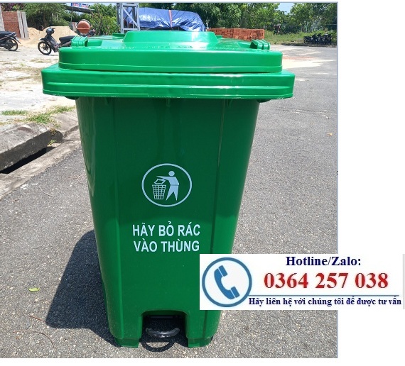 Thùng rác công cộng, thùng rác 120l có bánh xe, nắp đậy giá rẻ 