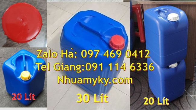 Can nhựa 25 lít vuông xanh có nắp thoát khí đựng axit, can 20l giá rẻ, can 25l trắng,can dẹp 30 lít 