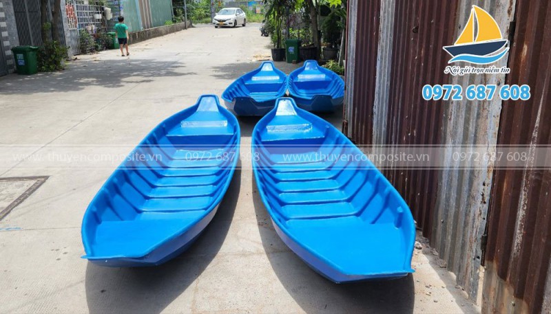 Thuyền composite chèo tay, xuồng composite nhỏ, thuyền ba lá, thuyền tam bản giá rẻ