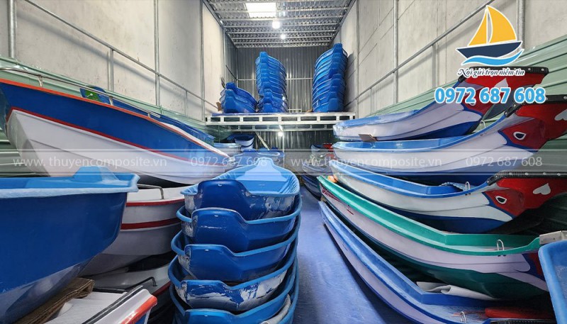 Thuyền composite chèo tay, xuồng composite nhỏ, thuyền ba lá, thuyền tam bản giá rẻ