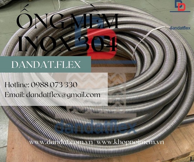 Ống nối mềm inox 304, ống inox chịu nhiệt đàn hồi, ruột gà inox