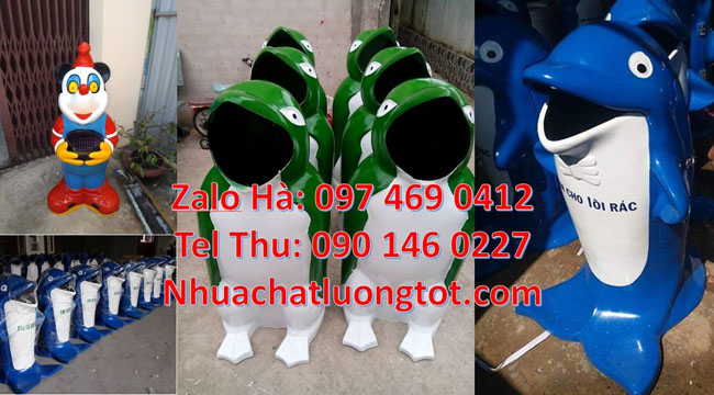 Thùng rác hình thú,Thùng rác chuột mickey, Thùng đựng rác, thùng rác cá chép, sọt rác con voi, sọ