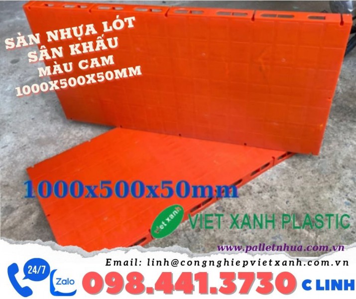 Sàn nhựa lót sân khấu 20.11 màu cam 1000x500x50mm 