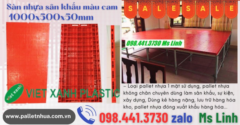 Sàn nhựa lót sân khấu 20.11 màu cam 1000x500x50mm 