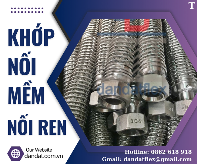 Khớp nối mềm inox 316, khớp nối mềm inox công nghiệp, khớp nối mềm nối ren