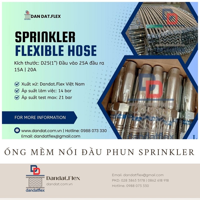 Ống mềm nối đầu phun sprinkler D25 – Thiết bị chữa cháy Tp.HCM