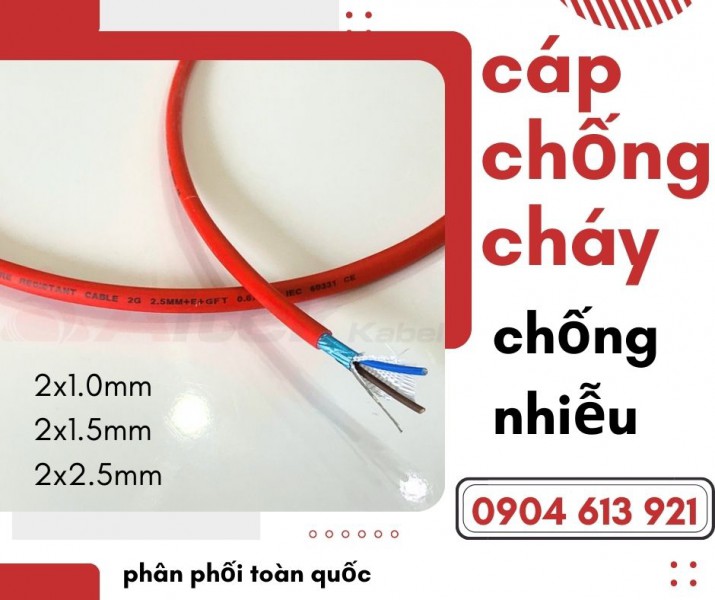 Cáp tín hiệu báo cháy chống cháy chống nhiễu 2x18AWG(2x1.0mm)
