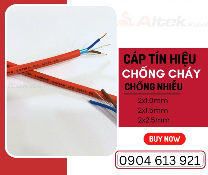 Cáp tín hiệu báo cháy chống cháy chống nhiễu 2x18AWG(2x1.0mm)
