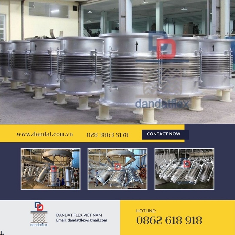 Khớp nối giãn nở nhiệt inox, ống bù trừ giãn nở inox, mối nối mềm inox
