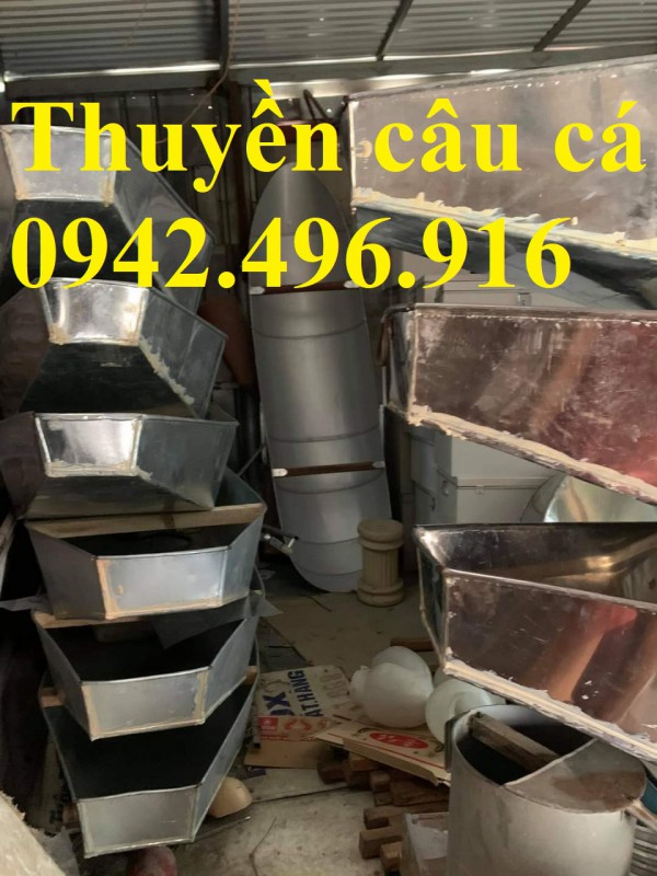 Thuyền tôn đánh cá chở 2-3 người, Thuyền Inox có mái trèo tay