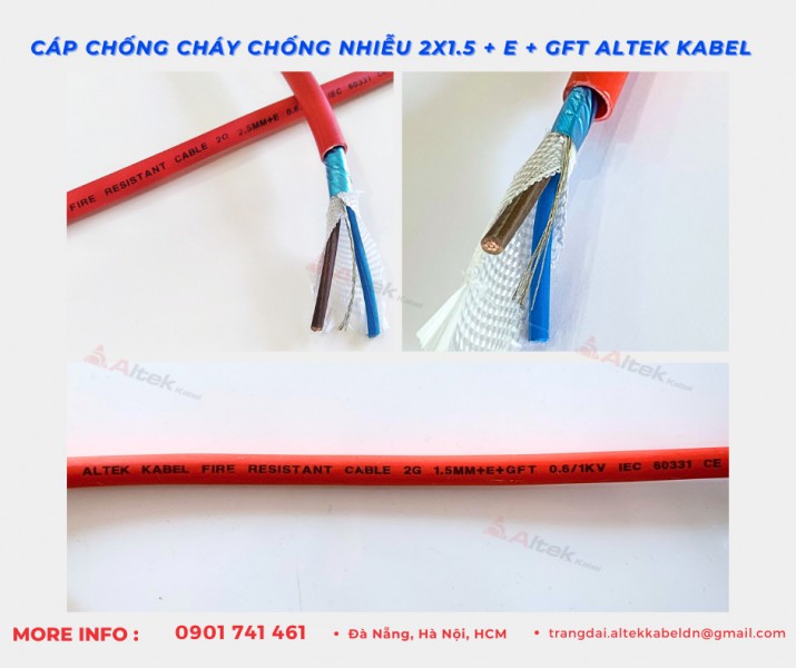 Cáp chống cháy chống nhiễu GFT 2x1.5 Altek Kabel chịu nhiệt độ cao