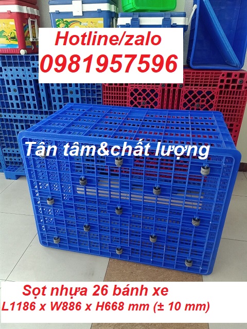 Sọt nhựa 26 bánh xe, sọt nhựa đựng hàng kích thước lớn, sọt nhựa chở hàng