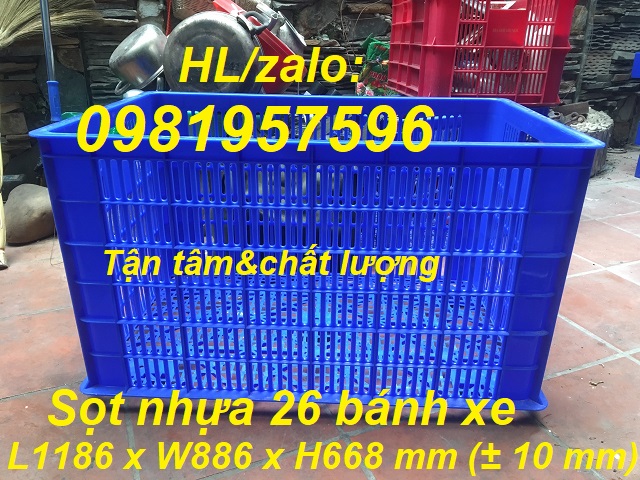 Sọt nhựa 26 bánh xe, sọt nhựa đựng hàng kích thước lớn, sọt nhựa chở hàng