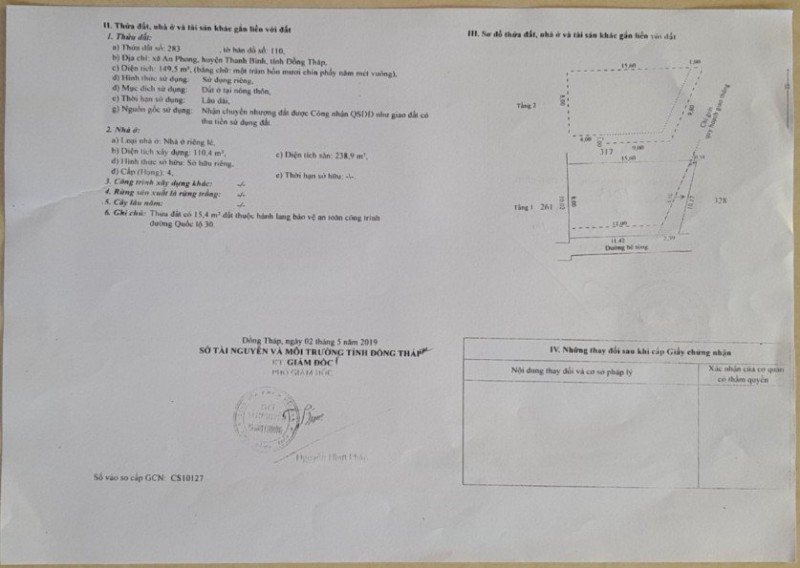 Chính chủ cần bán Nhanh Căn Nhà góc 2 mặt tiền đường QL30.