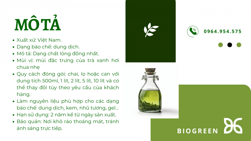 Biogreen sử dụng công nghệ sinh học lên men thành công chiết xuất trà xanh