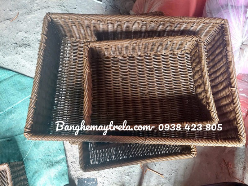 Khay nhựa giả mây- Khay đựng đồ mây nhựa