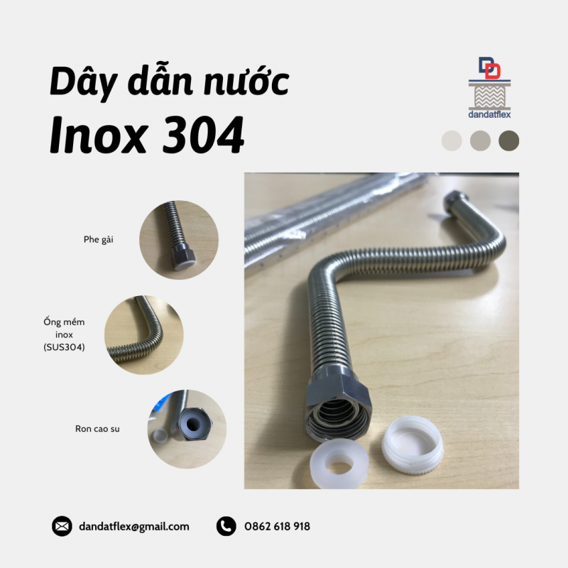 Dây Dẫn Nước Nóng Lạnh Inox 304, Ống Dẫn Nước Mềm Chịu Nhiệt, Dây Cấp Nước Mềm Nóng Lạnh Inox