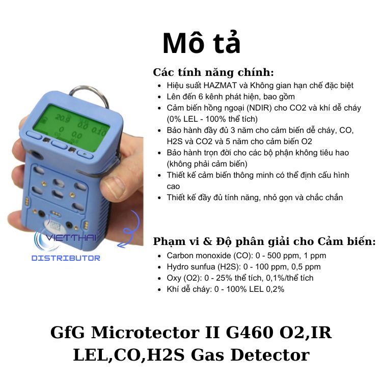 Máy dò khí GfG Microtector II G460 O2,IR LEL,CO,H2S 