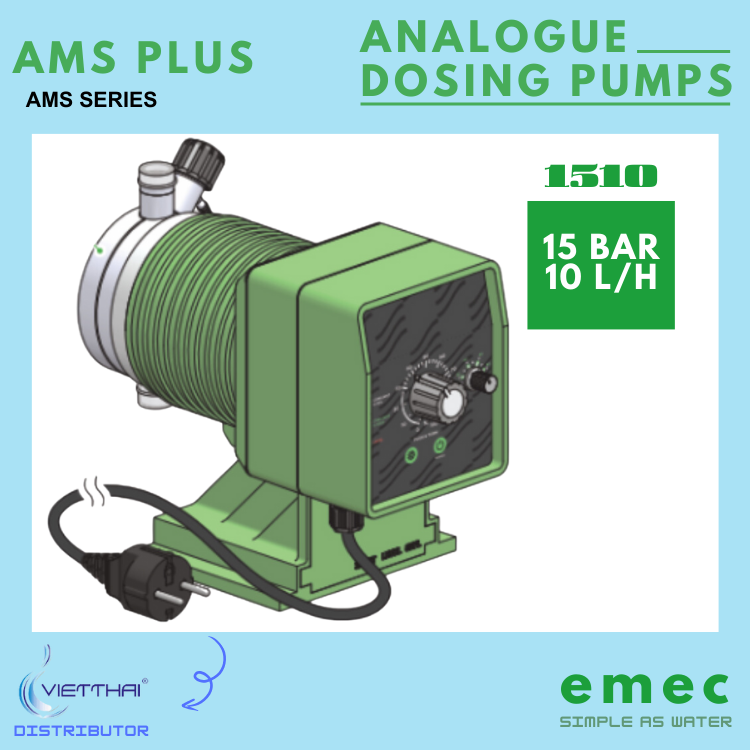 Bơm định lượng EMEC AMS PLUS 1510 FP lưu lượng 10 L/h tại 15 bar