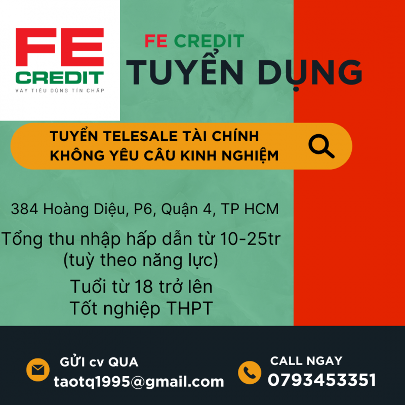 Tuyển dụng nhân viên tư vấn tài chính Telesales