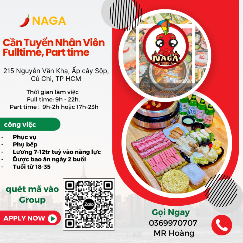 NAGA Cần Tuyển Nhân Viên Fulltime, Part time