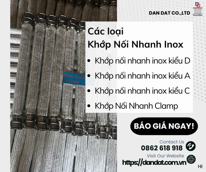 Khớp Nối Nhanh Inox - Khớp Nối Nhanh Inox Kiểu D - Khớp Nối Nhanh Đầu Cái Ren Trong - Kiểu D  