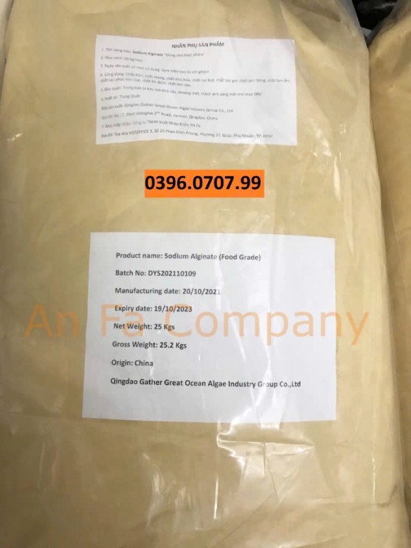 Phụ gia làm đặc Sodium Alginate - China (E401)