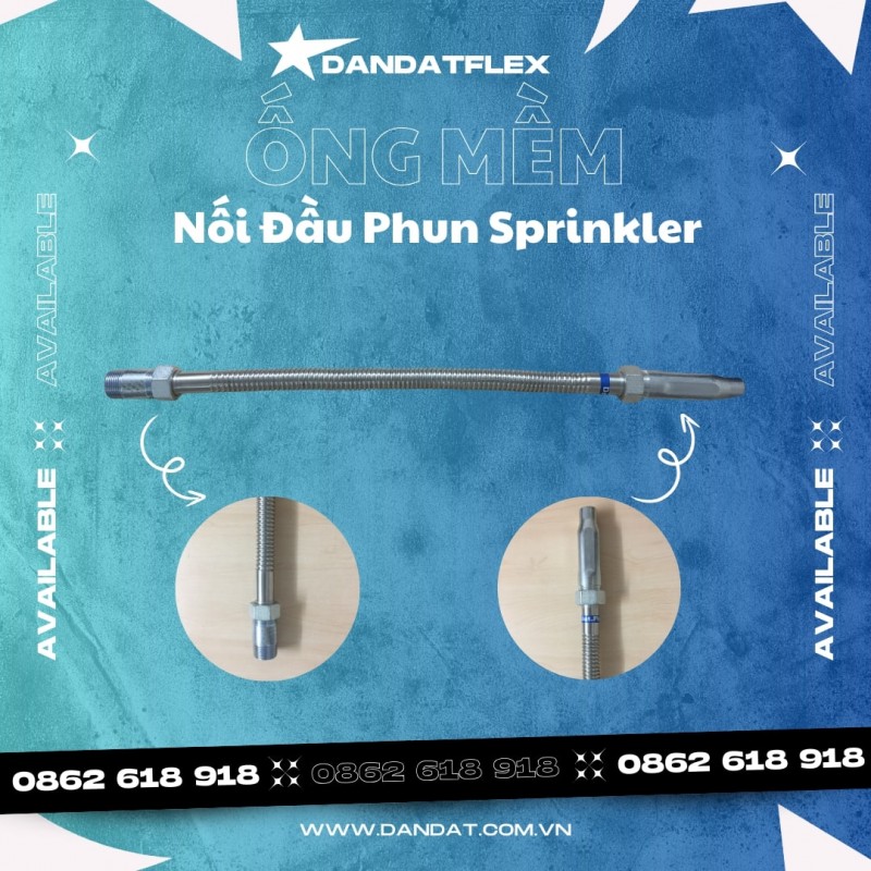 Ống mềm Sprinkler dùng trong PCCC/Dây mềm nối đầu phun Sprinkler/Phụ kiện ống mềm sprinkler/