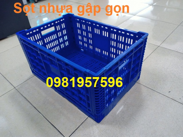 Thùng nhựa gập gọn, sóng nhửa hở, sọt nhựa gập